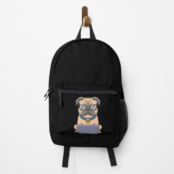 Item preview, Pug with Sunglasses and laptop designed and sold by Blemenowo.