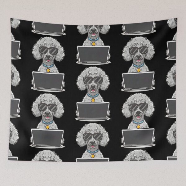 Item preview, Poodle with Sunglasses and laptop designed and sold by Blemenowo.