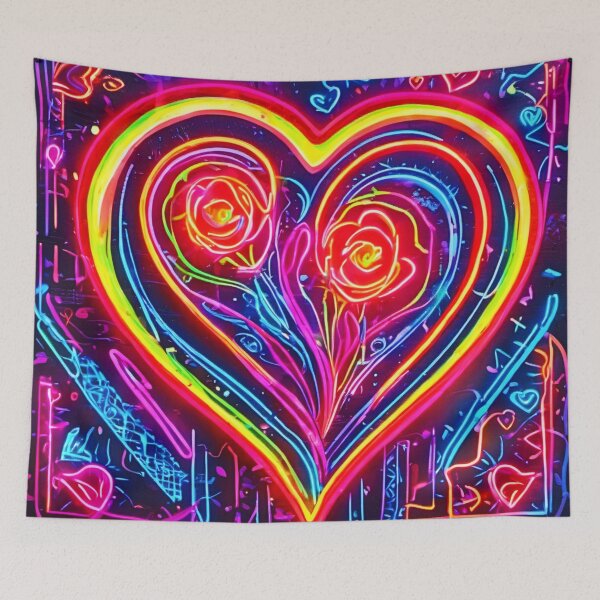 Item preview, Vibrant Love: Beautiful Neon Heart Art designed and sold by Health And Fitness Posts e-Store.