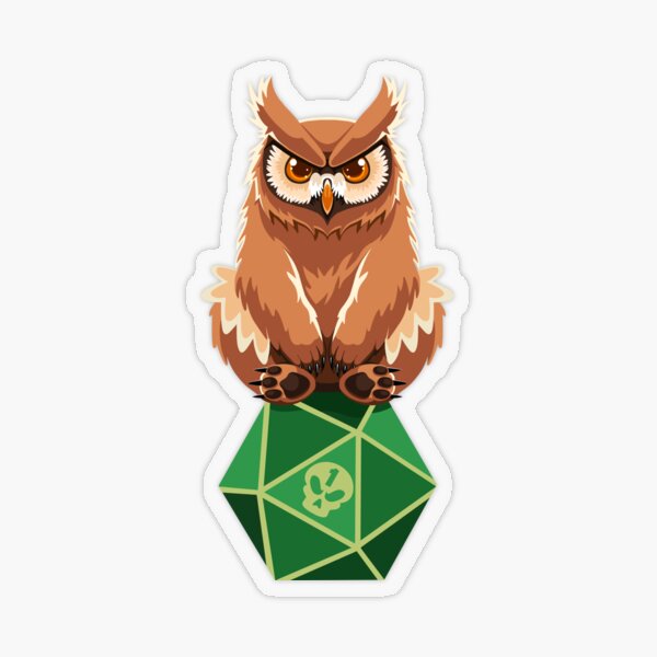 Aperçu de l'œuvre Owlbear assis sur un D20 créée et vendue par Geobat.