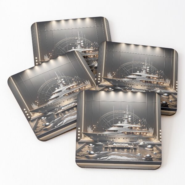 Item preview, Opulent Silver Yacht: Luxurious Summer Escape designed and sold by ByDigitalDream.