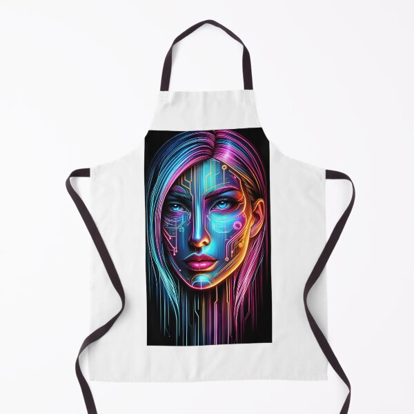 Item preview, Digitally created portrait of a woman's face with neon colors and futuristic elements designed and sold by AndreaMart.