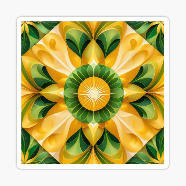 Item preview, Sunburst Elegance Mandala - Lush Green and Yellow Harmony designed and sold by CulturalTales.