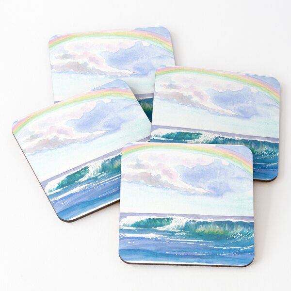 Item preview, Arco iris chispeante sobre una gran ola caribeña que se estrella designed and sold by artshop77.