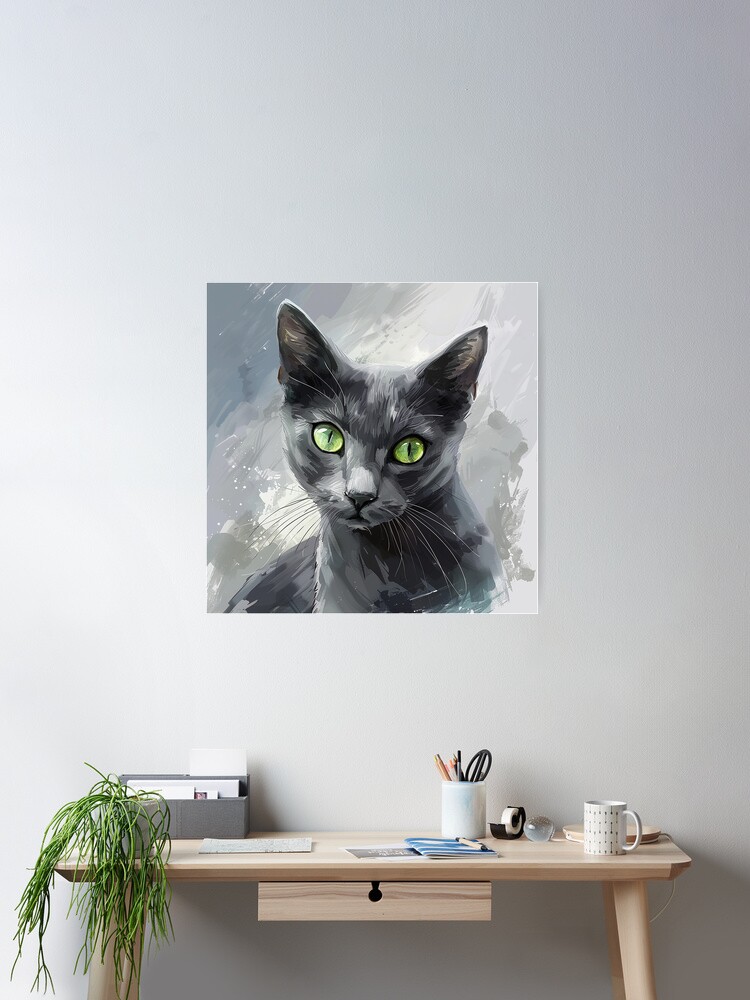 Thumbnail 2 of 3, Poster, Korat cat digital water color designed and sold by Cjars.