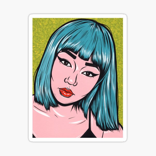 "Blue Bangs Asian Comic Girl" Sticker for Sale by turddemon Redbubble