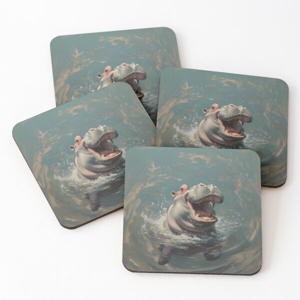 Item preview, Happy Hippo Illustration designed and sold by QuirkyCreatures.