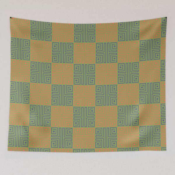 Item preview, Green Lavender Coral Square Rectangle Abstract Geometric Retro Greek Roman Classical Pattern designed and sold by PenguinForests.