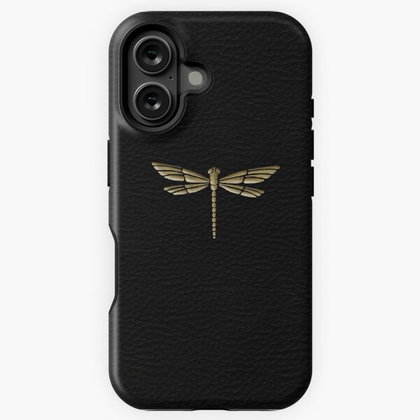 Item preview, Gold Dragonfly embossed look on black leather look  designed and sold by Shauna Kenworthy.