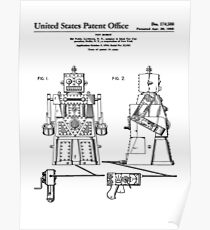 Robert the Robot Toy Patent Black Poster