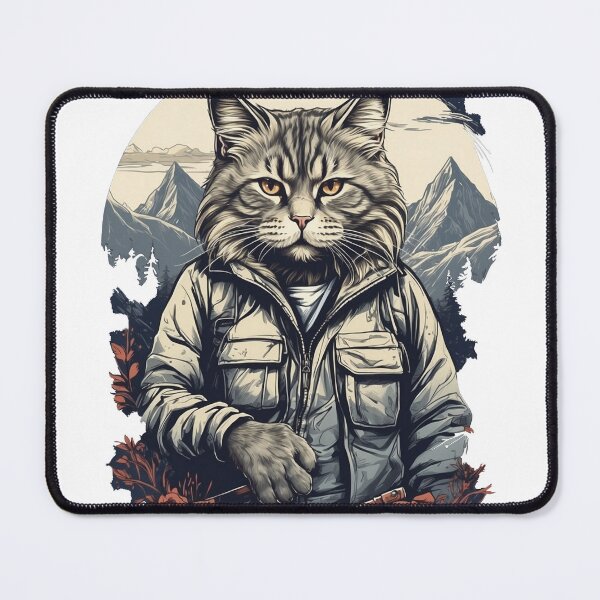 Item preview,  cat sitting on a rock with a knife designed and sold by Karaz's Animal Kingdom.
