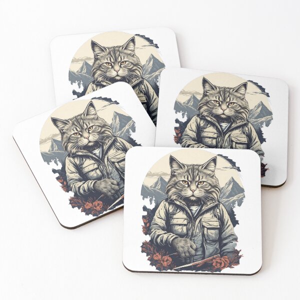 Item preview,  cat sitting on a rock with a knife designed and sold by Karaz's Animal Kingdom.