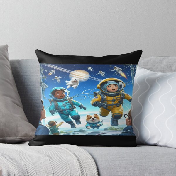 Item preview, Children Astronauts Chasing Dogs in Space Wall Art and Puzzle designed and sold by Cupideros.