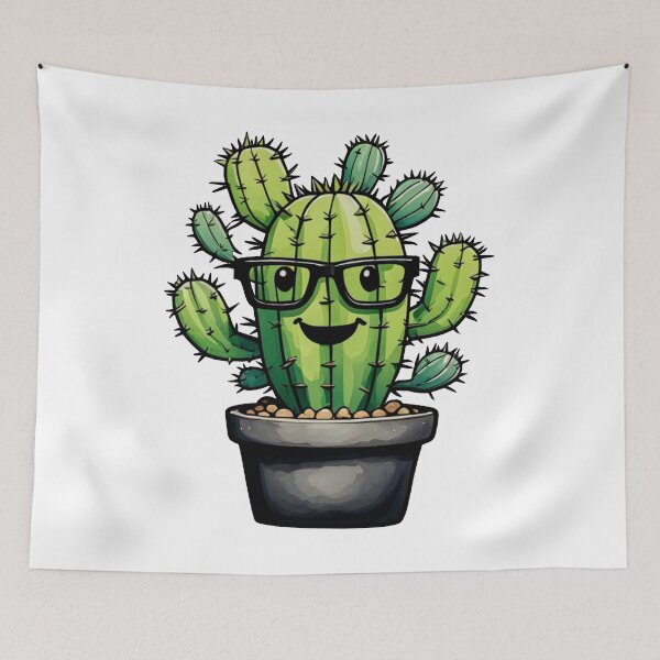 Item preview, Cute Nerd Cactus - Succulent Plant - Smiling Cactus - Potting Cactus Plants Wearing Glasses designed and sold by MyArt23.