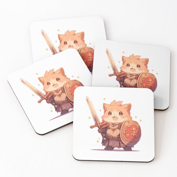 Item preview, Cute Kawaii Cat Knight with a Sword designed and sold by CozyKawaiiArt.