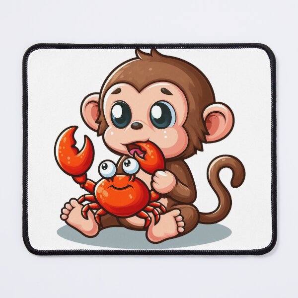 Item preview, A very cute monkey enjoying some crab designed and sold by panda-888.