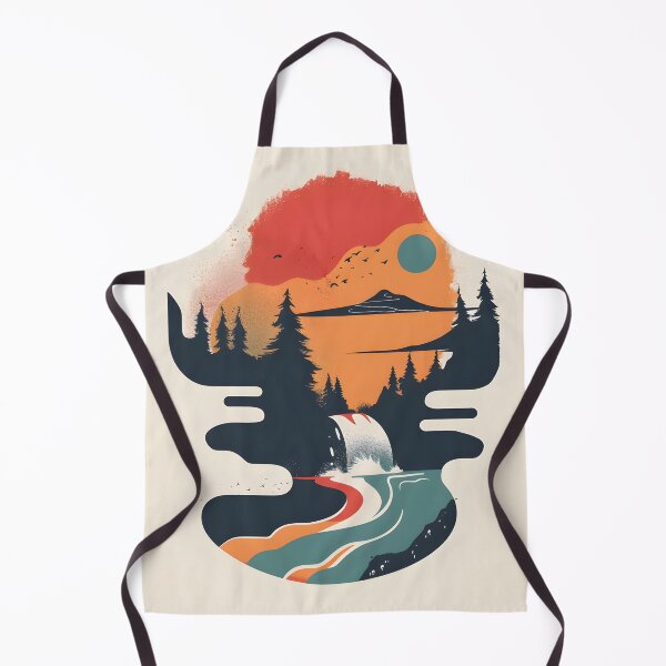 Item preview, Retro scenery - mountains river & sunset designed and sold by Wildflow Creations.