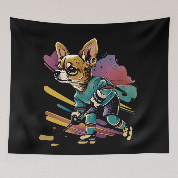 Item preview, chihuahua dog playing hockey designed and sold by Furrifico.