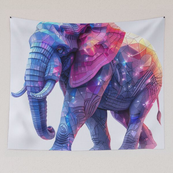 Artikelvorschau, Abstrakter grafischer bunter Elefant entworfen und verkauft von aivisionsart.