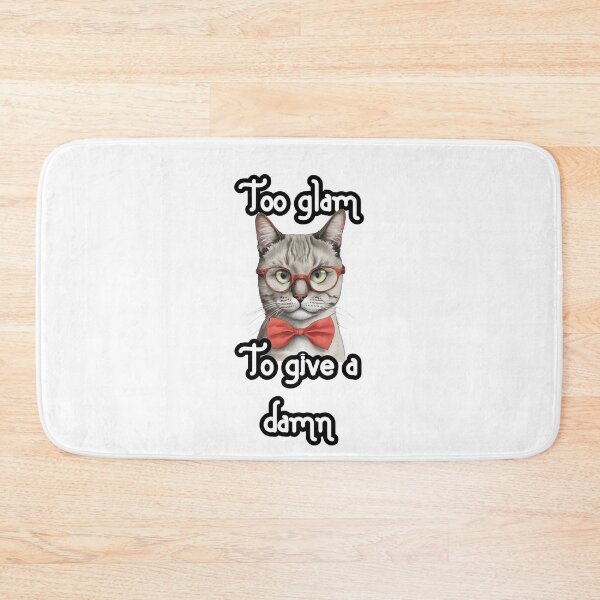 Item preview, Sassy Feline: Cat with Red Glasses and Bow Tie "Too Glam to Give a Damn" designed and sold by MillennialVibe.