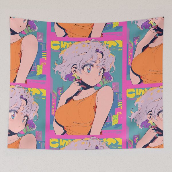 Item preview, Pastel blue, City Pop retro anime girl designed and sold by octoboobs.