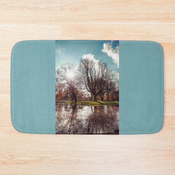 Item preview, Autumn Reflections: Vintage Tinted Trees and Pond under Sunny Blue Sky designed and sold by InbalTurShalom.