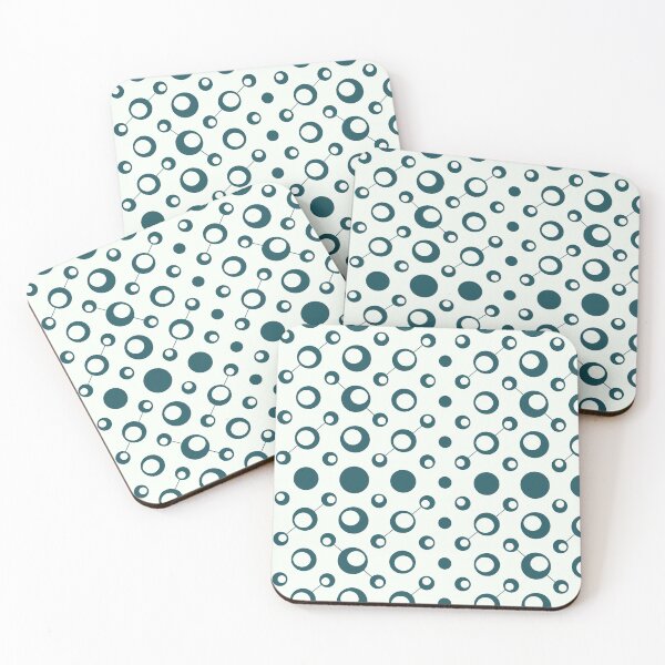 Item preview, Deep Teal Grey Circle Connecting Ring Bubble Molecule Modern Scientific Abstract Retro-Futurism Pattern designed and sold by PenguinForests.