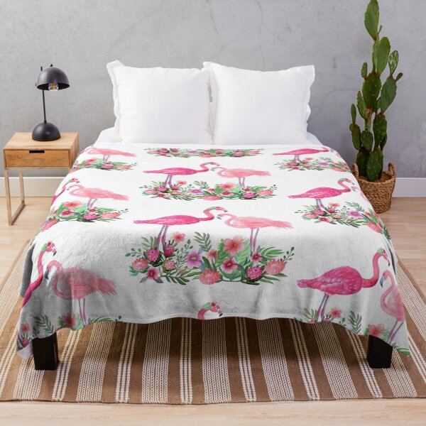 Item preview, Pink Flamingo Watercolor painting with Protea, Hibiscus and Palms designed and sold by MagentaRose.
