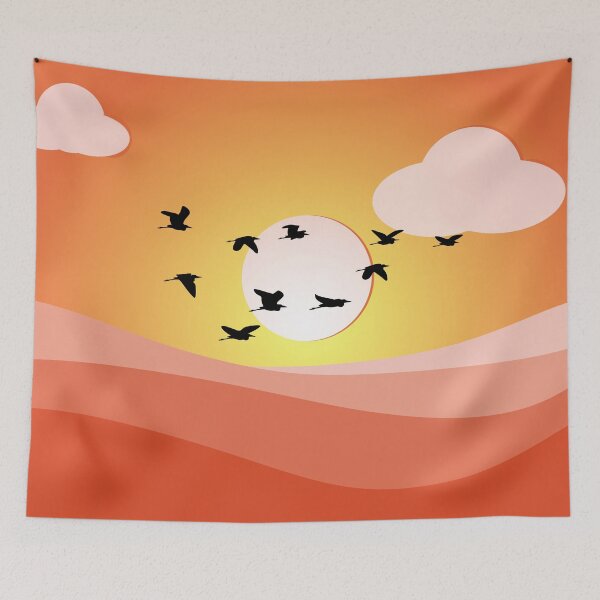 Item preview, Sunset Hues birds clouds designed and sold by Magdalena-7.