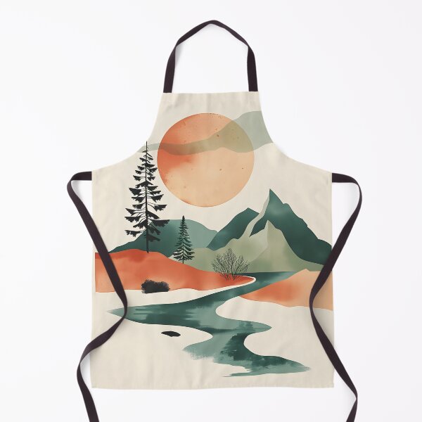 Item preview, Peaceful retro scenery - mountains river & sunset designed and sold by Wildflow Creations.