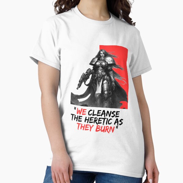 Item preview, Adepta Sororitas Cleaning Fire shirt designed and sold by unlikelygamer.