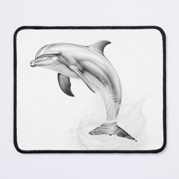 Item preview, Black and white Dolphin pencil drawing designed and sold by Pencil-Art.