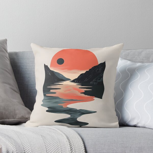 Item preview,  Retro sunset scenery - mountains, river, clouds & big sun designed and sold by Wildflow Creations.