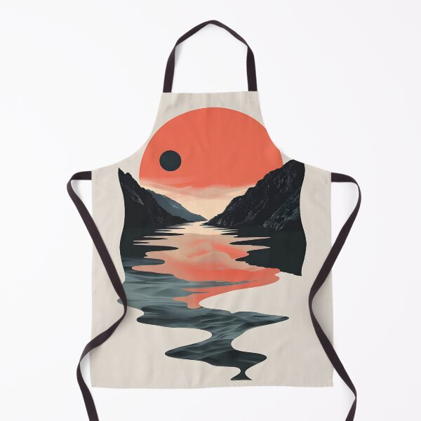 Item preview,  Retro sunset scenery - mountains, river, clouds & big sun designed and sold by Wildflow Creations.