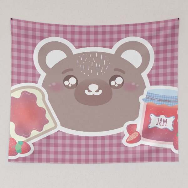 Item preview, Cute Kawaii Light Brown Bear with Strawberry Jam designed and sold by CMYKat.