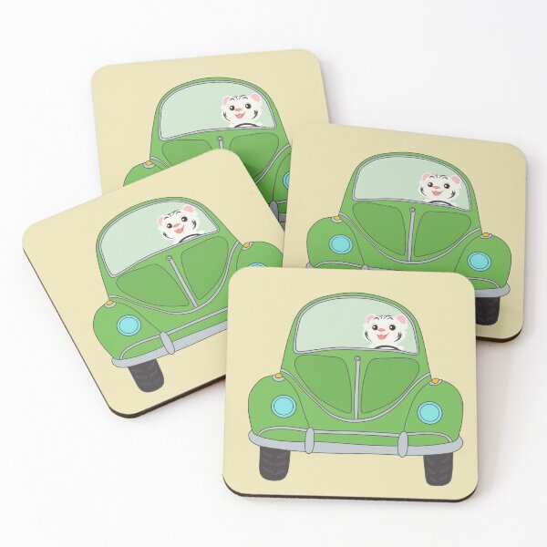 Item preview, green car with cats at the wheel designed and sold by AchtungStudio.