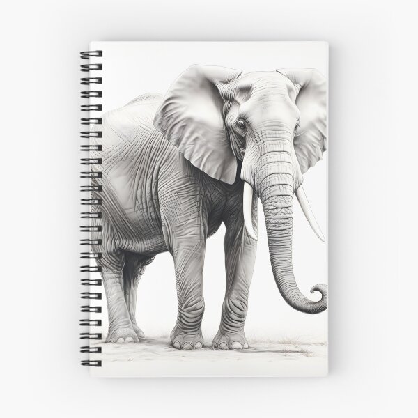 Item preview, Black and White African Elephant pencil drawing designed and sold by Pencil-Art.