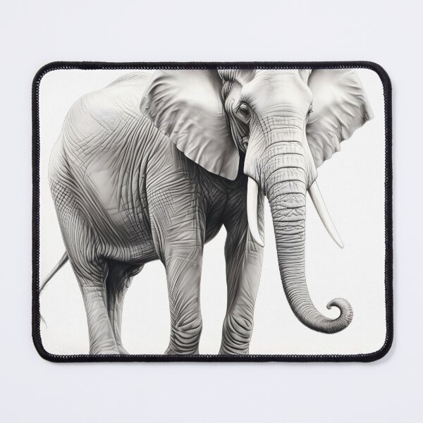 Item preview, Black and White African Elephant pencil drawing designed and sold by Pencil-Art.