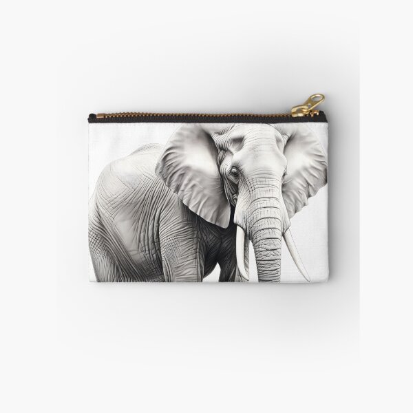 Item preview, Black and White African Elephant pencil drawing designed and sold by Pencil-Art.