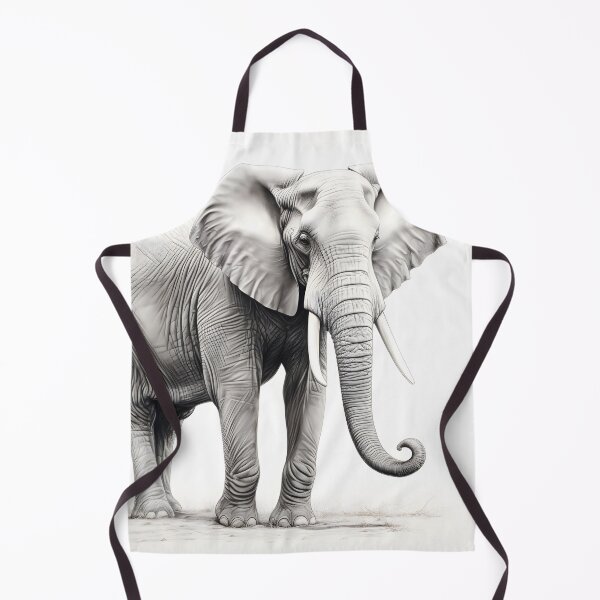 Item preview, Black and White African Elephant pencil drawing designed and sold by Pencil-Art.