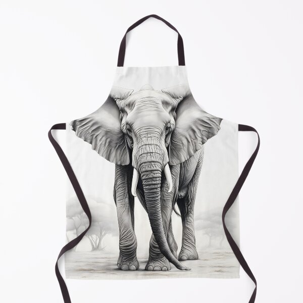 Item preview, Black and White African Elephant pencil drawing designed and sold by Pencil-Art.
