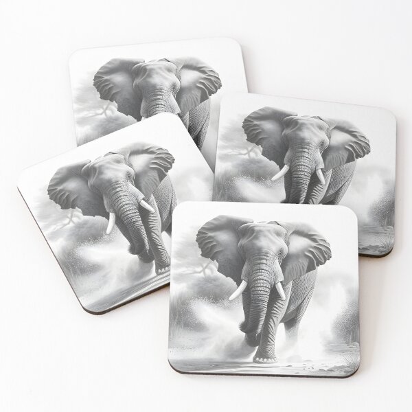 Item preview, Black and White African Elephant pencil drawing designed and sold by Pencil-Art.