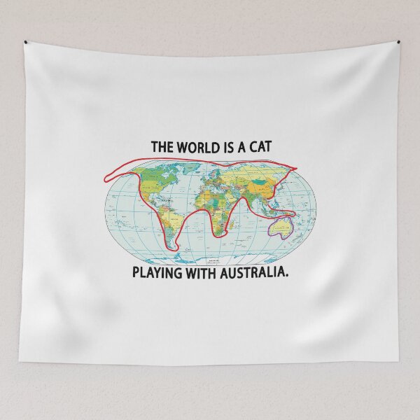 Item preview, The World Is A Cat Playing With Australia designed and sold by InspireSticker.