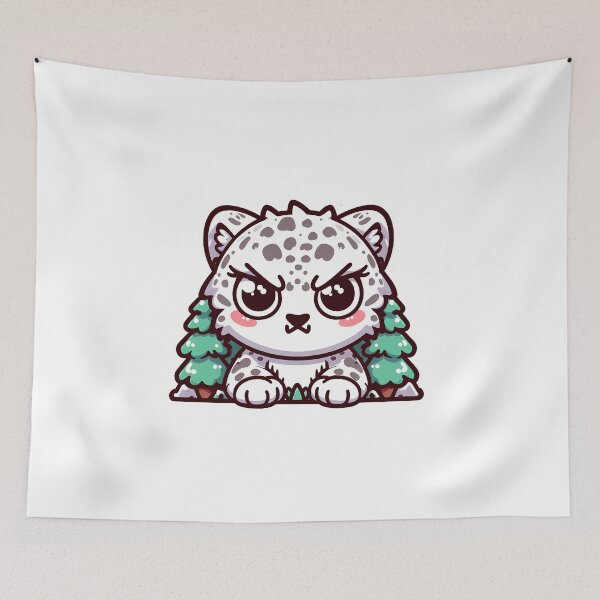 Item preview, Kawaii Snow Leopard between trees designed and sold by Irbisinthebox.