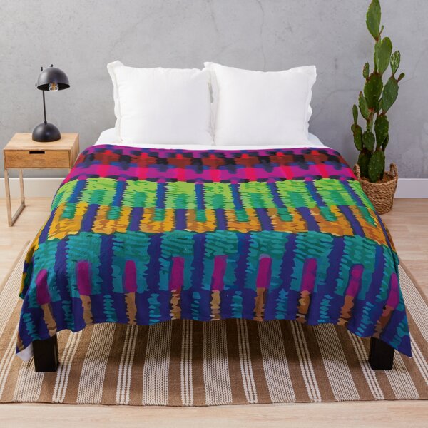 Item preview, Maximalist decor rainbow embroidery hand woven mexican textile vibrant folk art designed and sold by T-Mex.