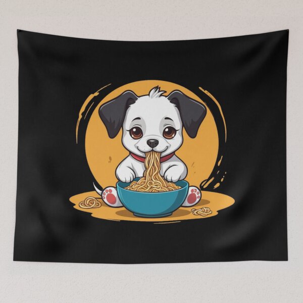 Item preview, Cute dog eating noodles 3 designed and sold by LykosShop.
