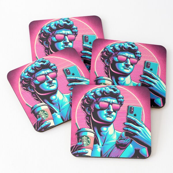 Item preview, Michelangelo's David Statue drinking coffee - Pop Art 2 designed and sold by ThirdArt3.