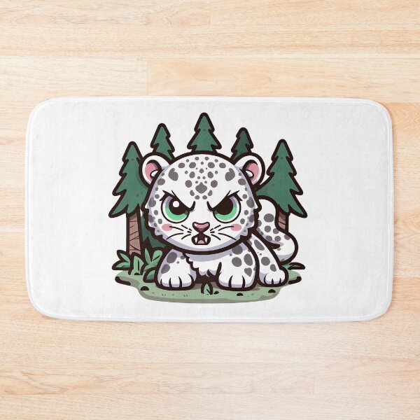 Item preview, Angry Kawaii Snow Leopard in forest designed and sold by Irbisinthebox.