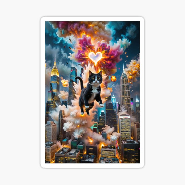 Luminous Metropolis: A Watercolor Waking Sticker