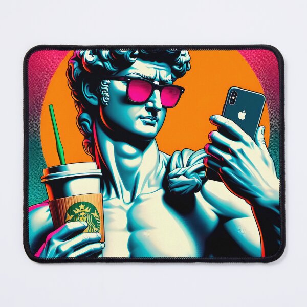 Item preview, Michelangelo's David Statue drinking coffee - Pop Art 3 designed and sold by ThirdArt3.
